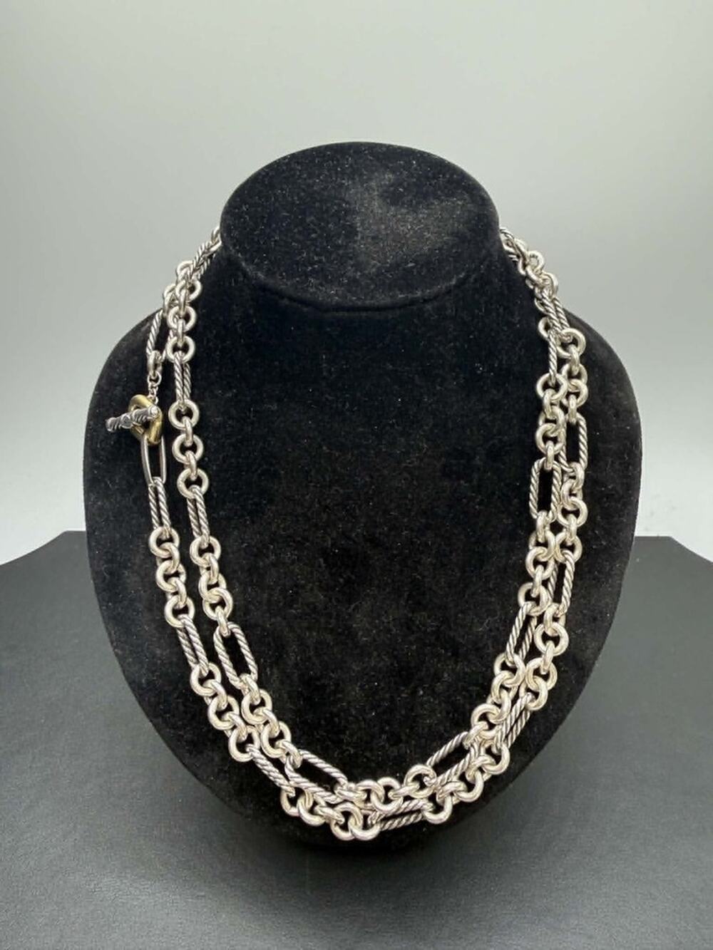 David Yurman Sterling Silver Twisted Cable Oval Link Necklace 36" SPB-TS 360773